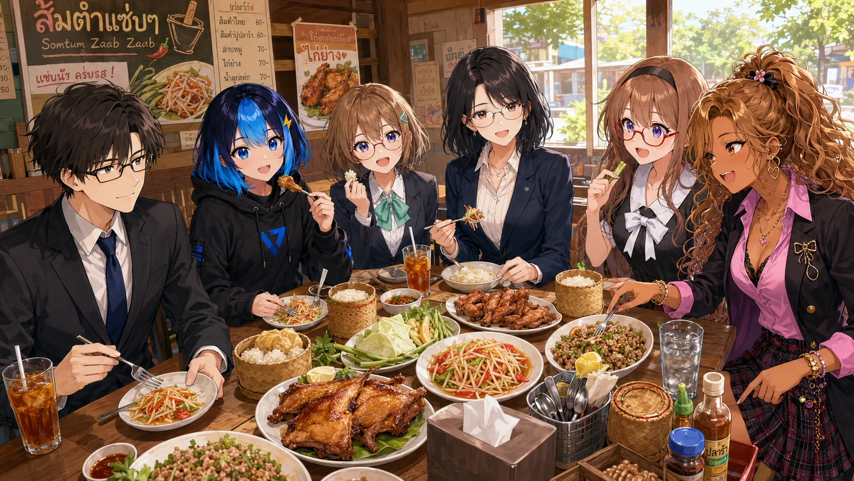 Institute members sharing a relaxed lunch together