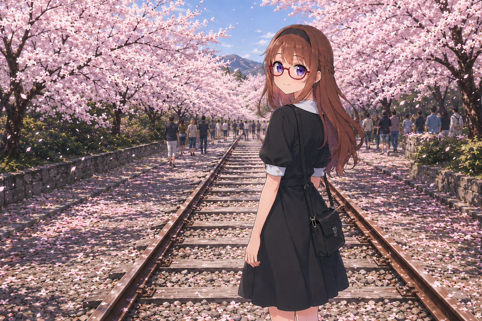 Akane under cherry blossoms